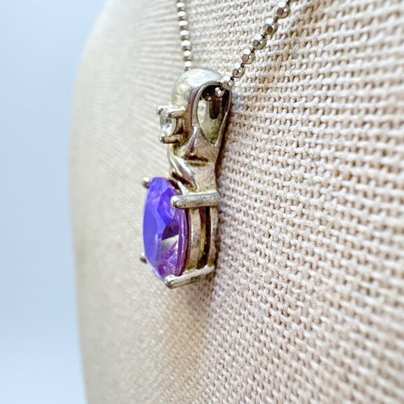 Sterling Silver 925 Rainbow Quartz Prong Set Pendant Necklace Size 19" Length - Picture 4 of 12